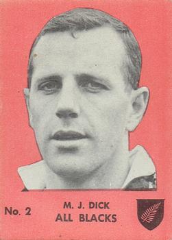 1968 Playtime Rugby Gum Famous Rugby Players - Red #2 Malcolm Dick Front